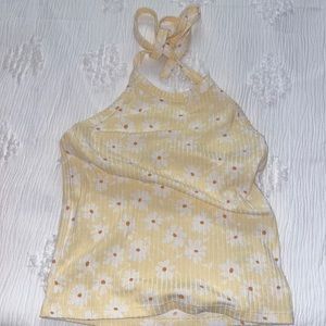 Full length yellow sunflower halter top